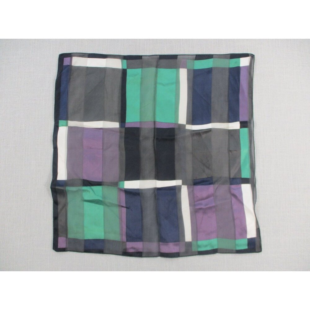 Vintage Silk‎ Scarf With Colorful Plaid Design - Casual Brand - 22"x22"